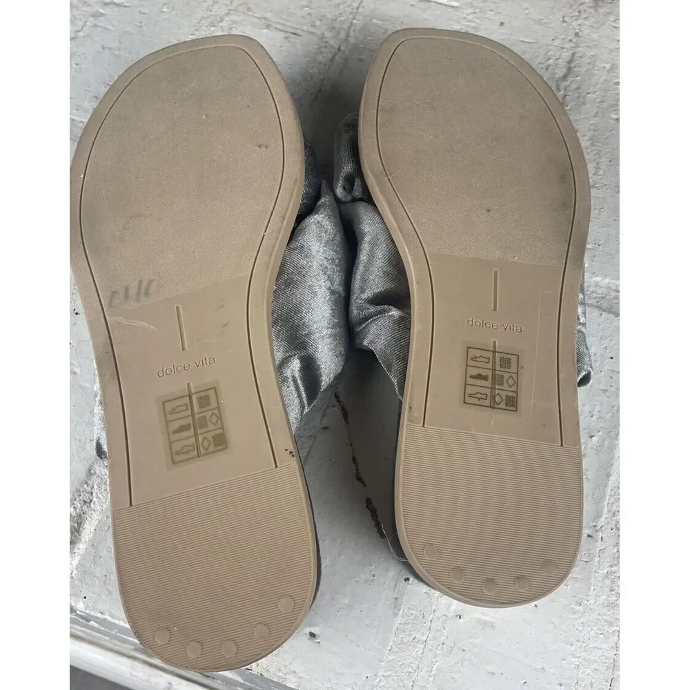 Dolce Vita Velvet Gray Slip On‎ Women's Shoes Braided Heel Size 9